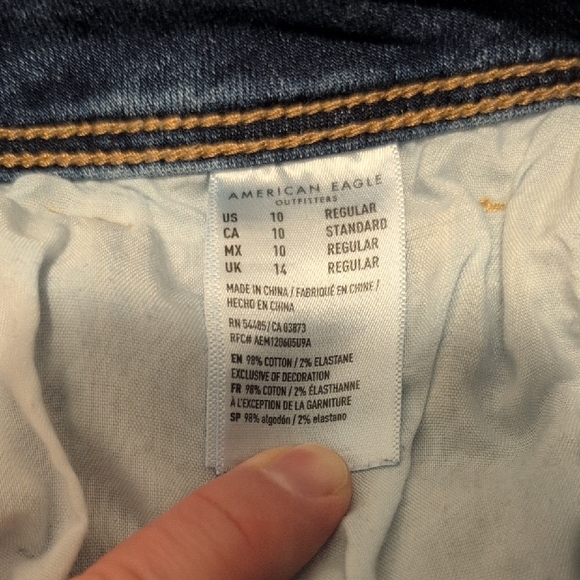 American Eagle Outfitters Women's Dark Blue Kick Boot Stretch Jeans - Picture 4 of 6